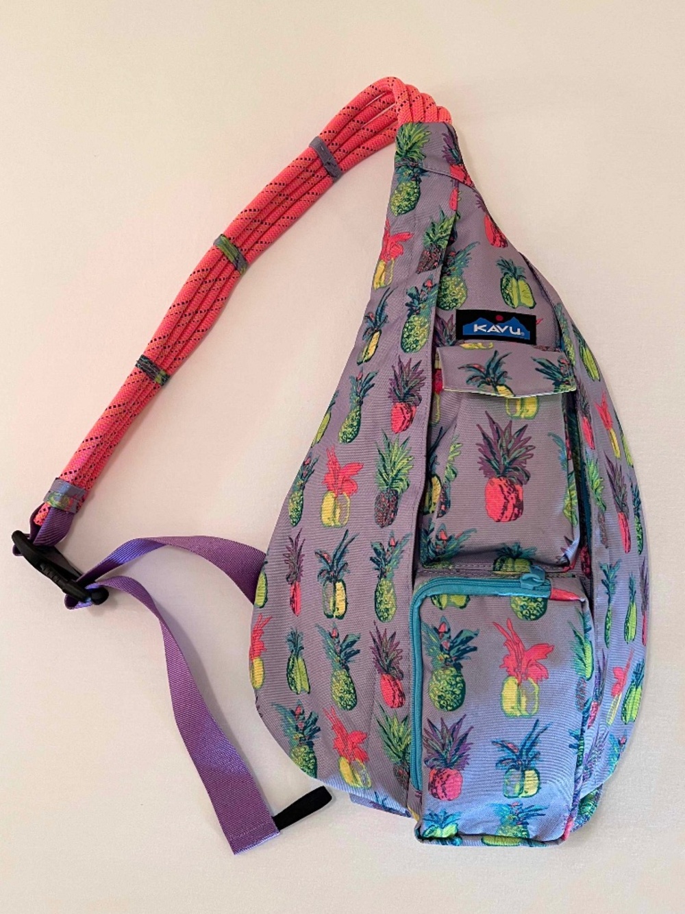 Like New KAVU Mini Rope Bag: Pineapple Pop Crossbody Sling